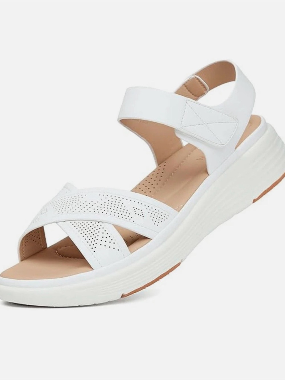 Women's White Cushioned Platform Sandals